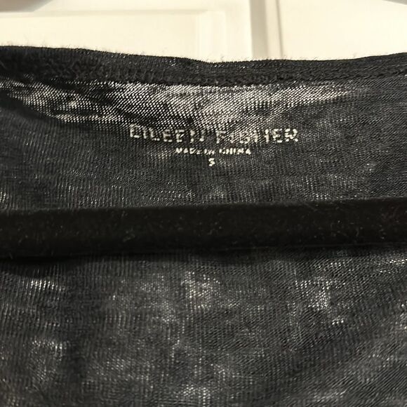 Eileen Fisher Dress Small Black Scoop Neck Long Sleeve Flared T-Shirt Sheath - Picture 4 of 4